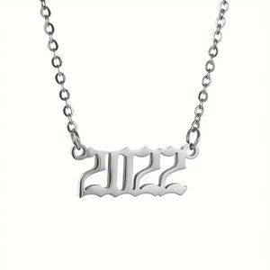 1pc Men's Stainless Steel Birth Year Necklace,1980-2022,As A Gift To Commemorate